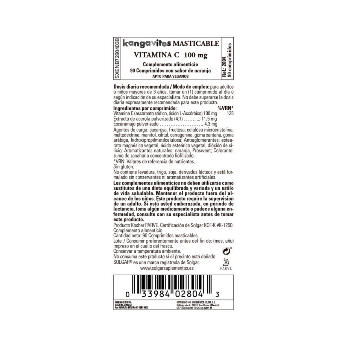 Kangavites - Vitamina C masticable, 90 comprimidos