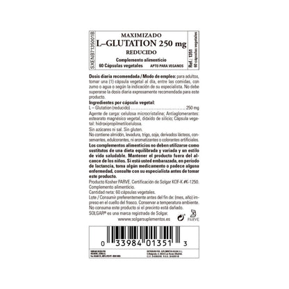 L-Glutatión Maximizado, 60 cápsulas de 250mg