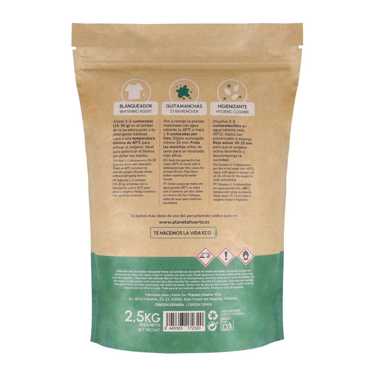 Pack 3x Percarbonato sódico Planeta Huerto 2,5 kg