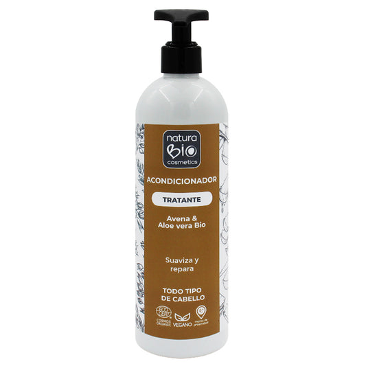 Acondicionador Vegano Tratrate Nutritivo y Reparador con Aloe y Avena BIO, NaturaBIO, 500 ml
