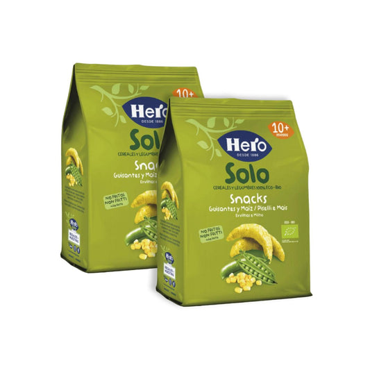 Pack promo 2xSnacks de guisantes y maíz Eco-Bio desde 10 meses bolsa 40 g- Hero Solo
