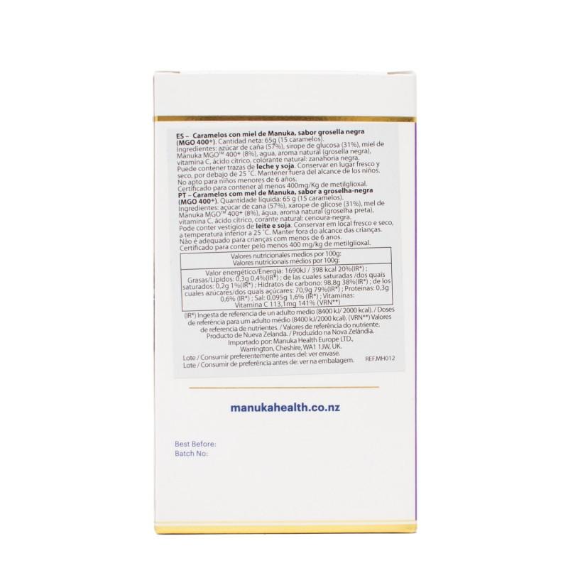 Caramelos con miel de Manuka y grosella negra (MGO 400+) Manuka 15 uds 65 gr