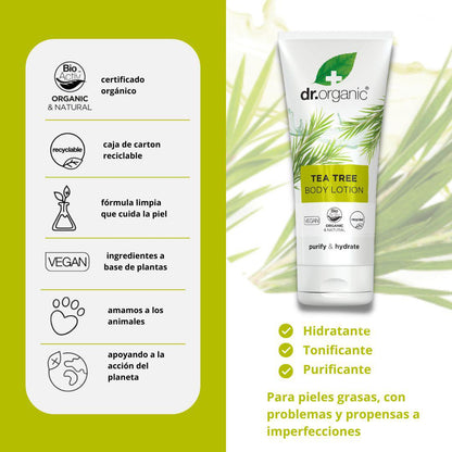 Loción para la piel de árbol de té Dr. Organic 200ml
