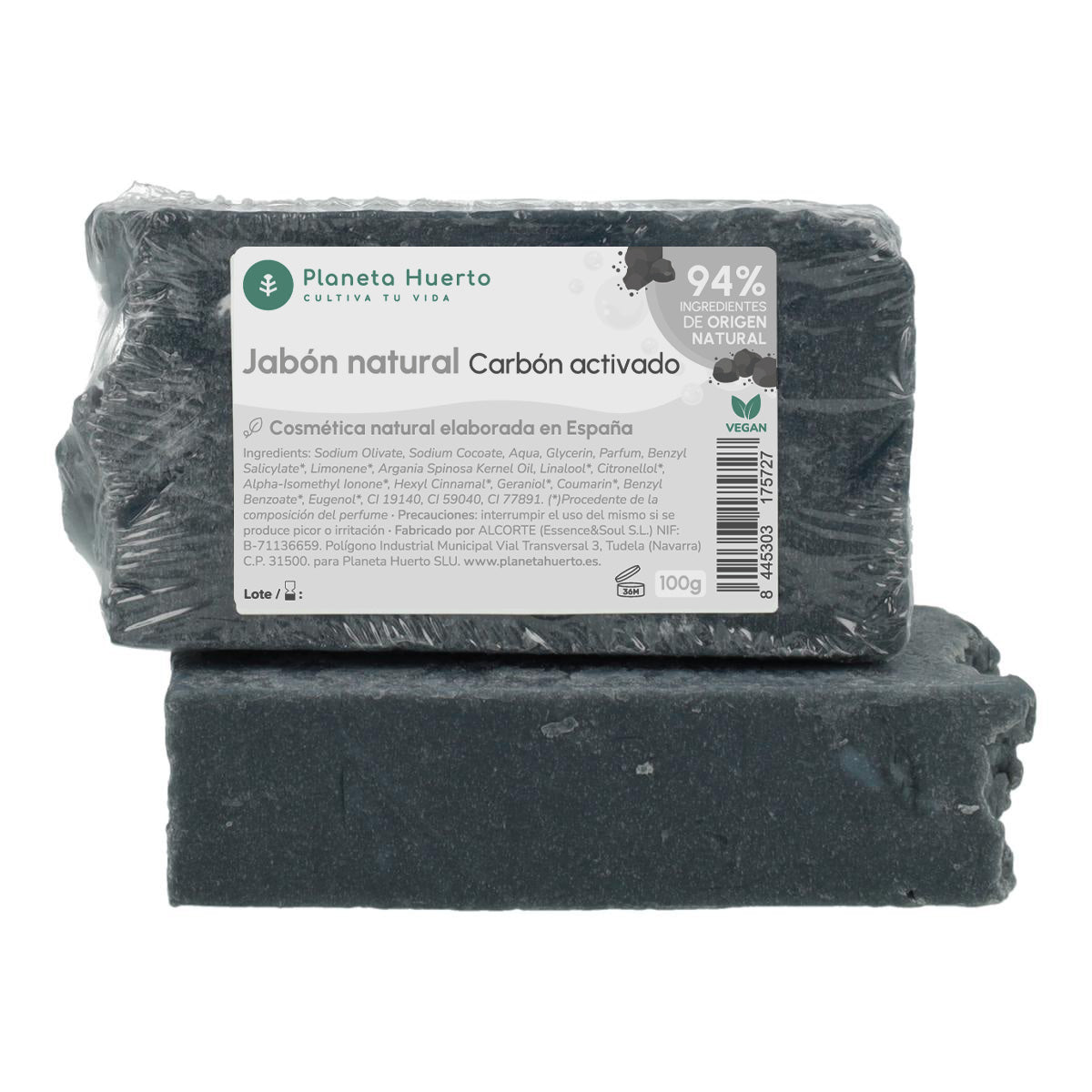 Jabón natural a base de aceite de oliva y carbón activado 100 g