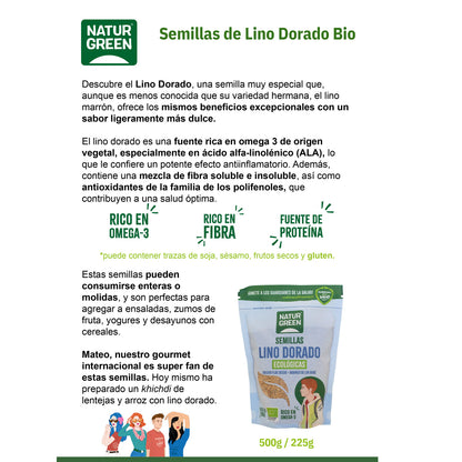 Lino Dorado Bio, Naturgreen, 500 gr