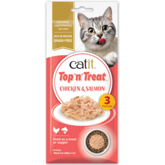 Catit Top 'N Treat, Pollo y Salmón, 3x60g