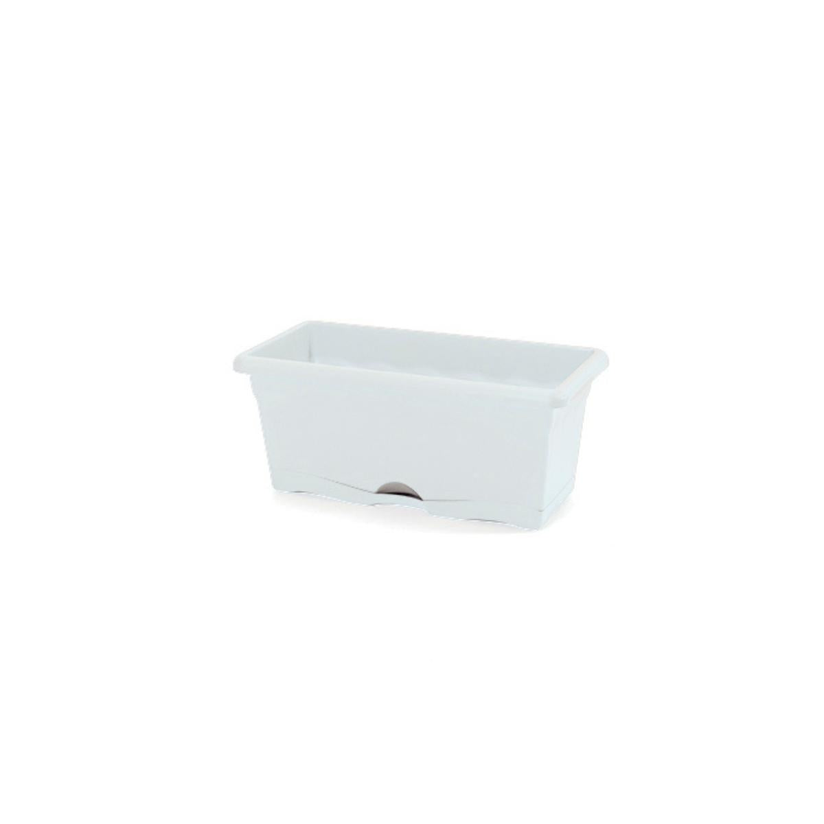 Jardinera con plato integrado terra color blanco 30 x 20 x 16 cm
