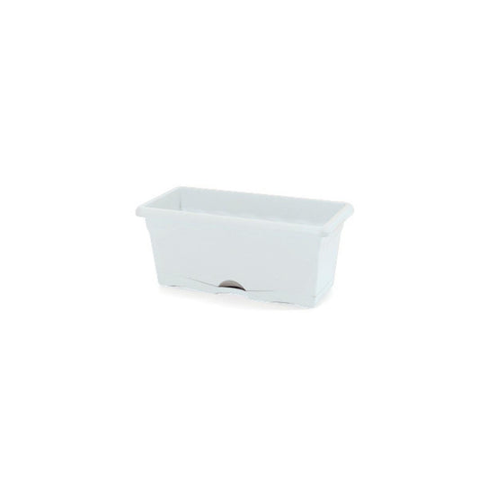 Jardinera con plato integrado terra color blanco 30 x 20 x 16 cm