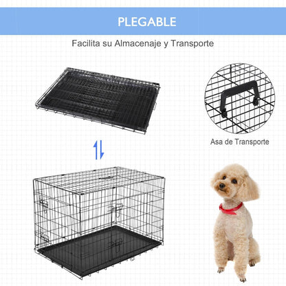 Jaula para perro 122x77x82cm - Negro PawHut