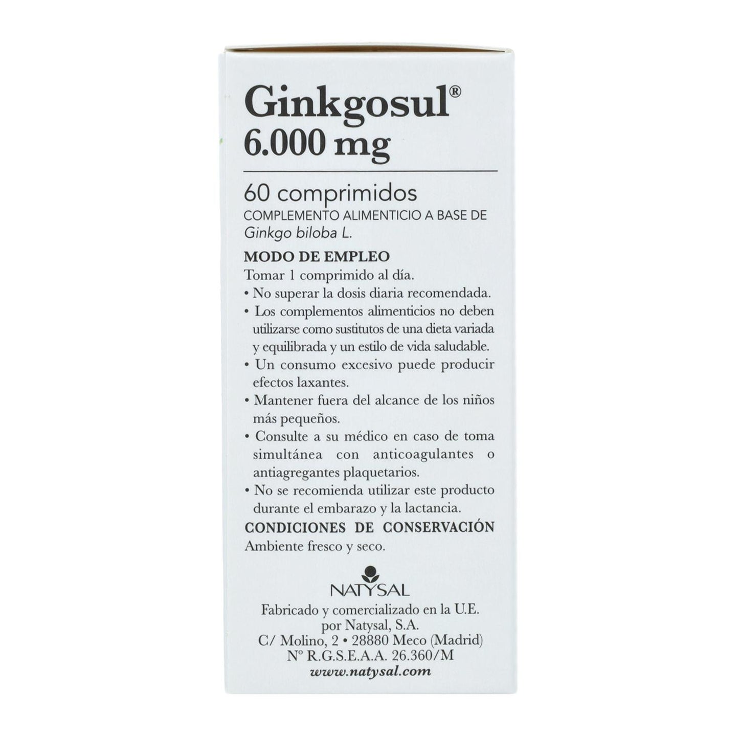 Ginkgosul Natysal 60 Caps