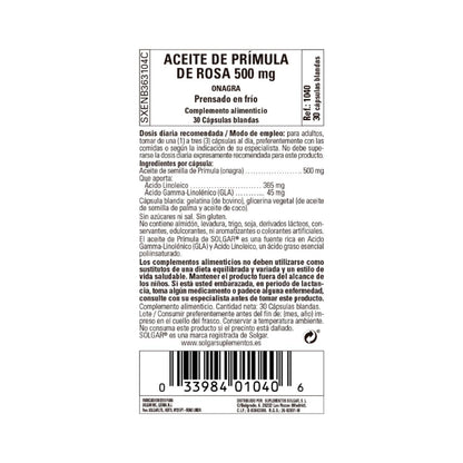 Aceite de Prímula de Rosa Solgar 30 perlas 500mg