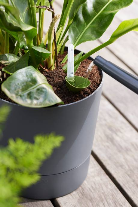 Macetero con autoriego Greensense Aquacare Round Elho 35 cm  charcoal grey