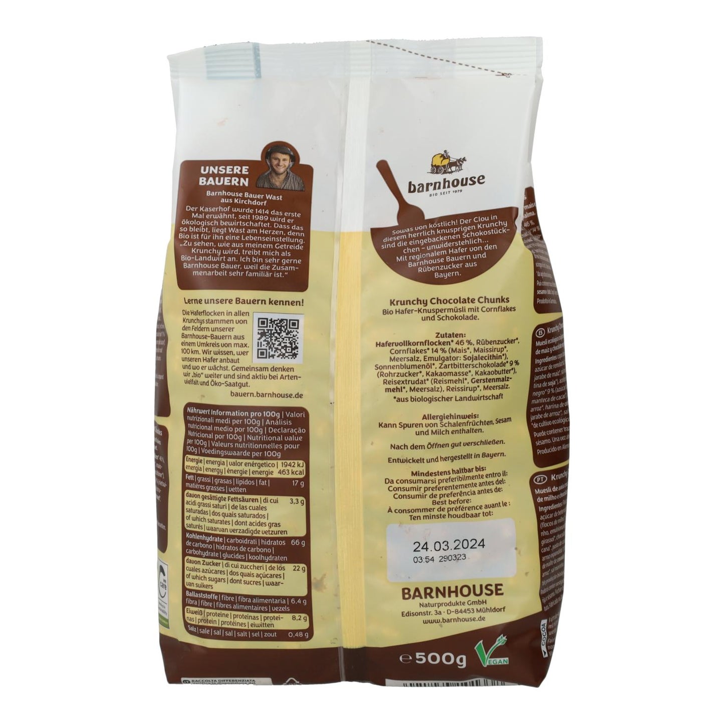 Muesli krunchy chocolate chunks BIO Barnhouse 500g