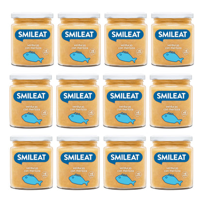 Pack 12x Tarrito BIO verduras y merluza +6 meses Smileat 230g