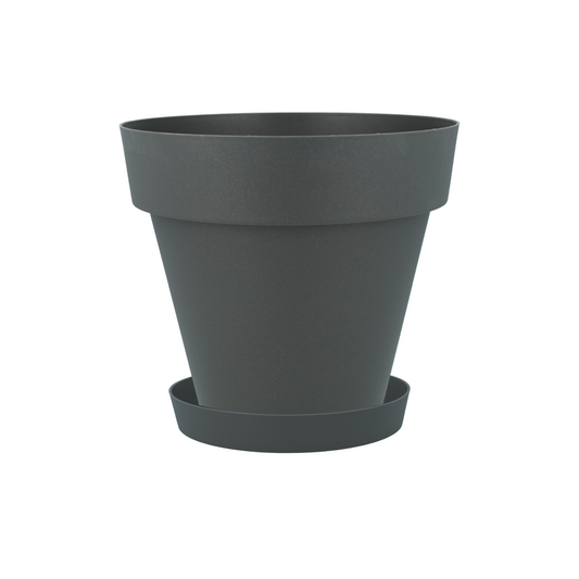 Pack maceta con plato color antracita Tes 18 x 15 cm