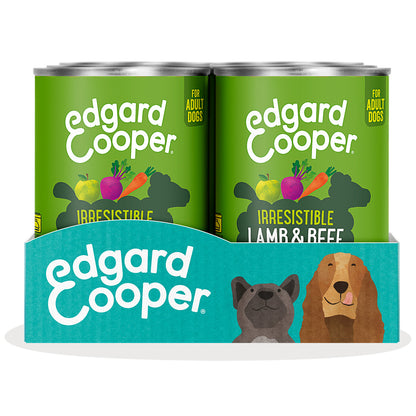Comida húmeda Cordero y Carne de Vacuno con Manzana Zanahoria y Remolacha Edgard Cooper 400 g