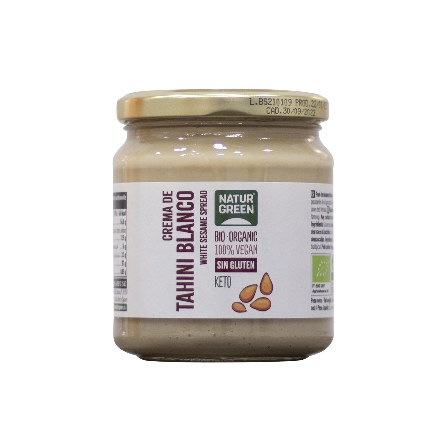 Crema de Tahin Blanco sin gluten Naturgreen 800 g