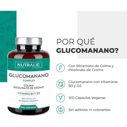 Nutralie Glucomanano con Colina + B3 + D3 Pérdida Peso 120 cápsulas