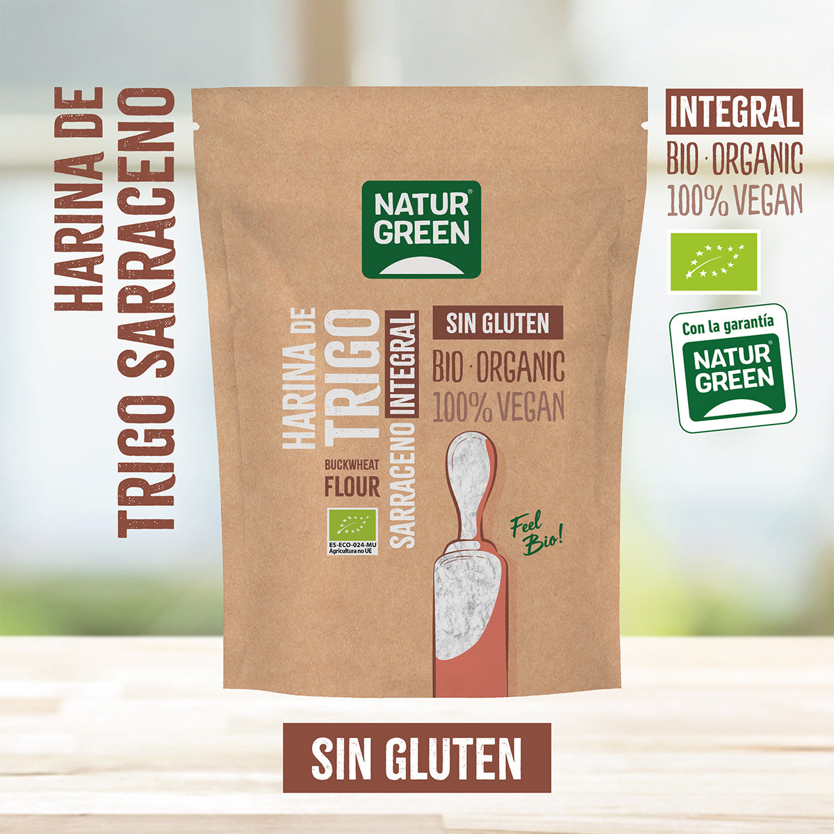 Pack 2 x Harina Trigo Sarraceno Integral Bio Sin Gluten NaturGreen 500 gr