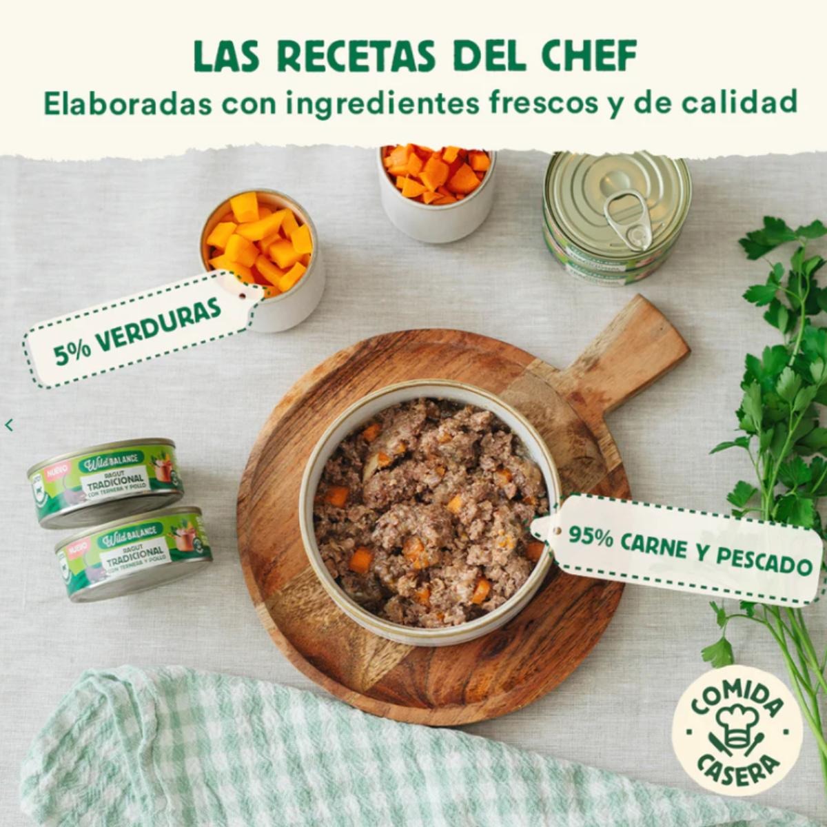 Pack Ragut tradicional de ternera y pollo para gatos 6x80 g Wild Balance