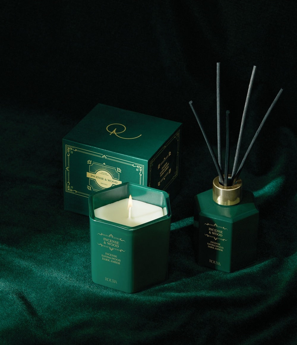 Pack vela y ambientador Incense & Wood, Roura