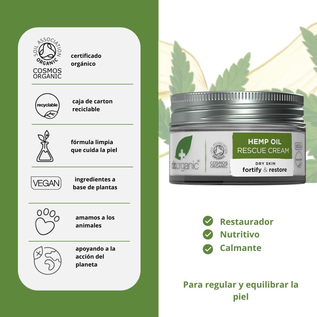 Crema reparadora 24 horas aceite de cáñamo Dr. Organic 50ml