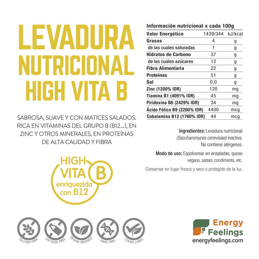 Pack 2x Levadura nutricional vitamina B12 en copos Energy Feelings, 1 Kg