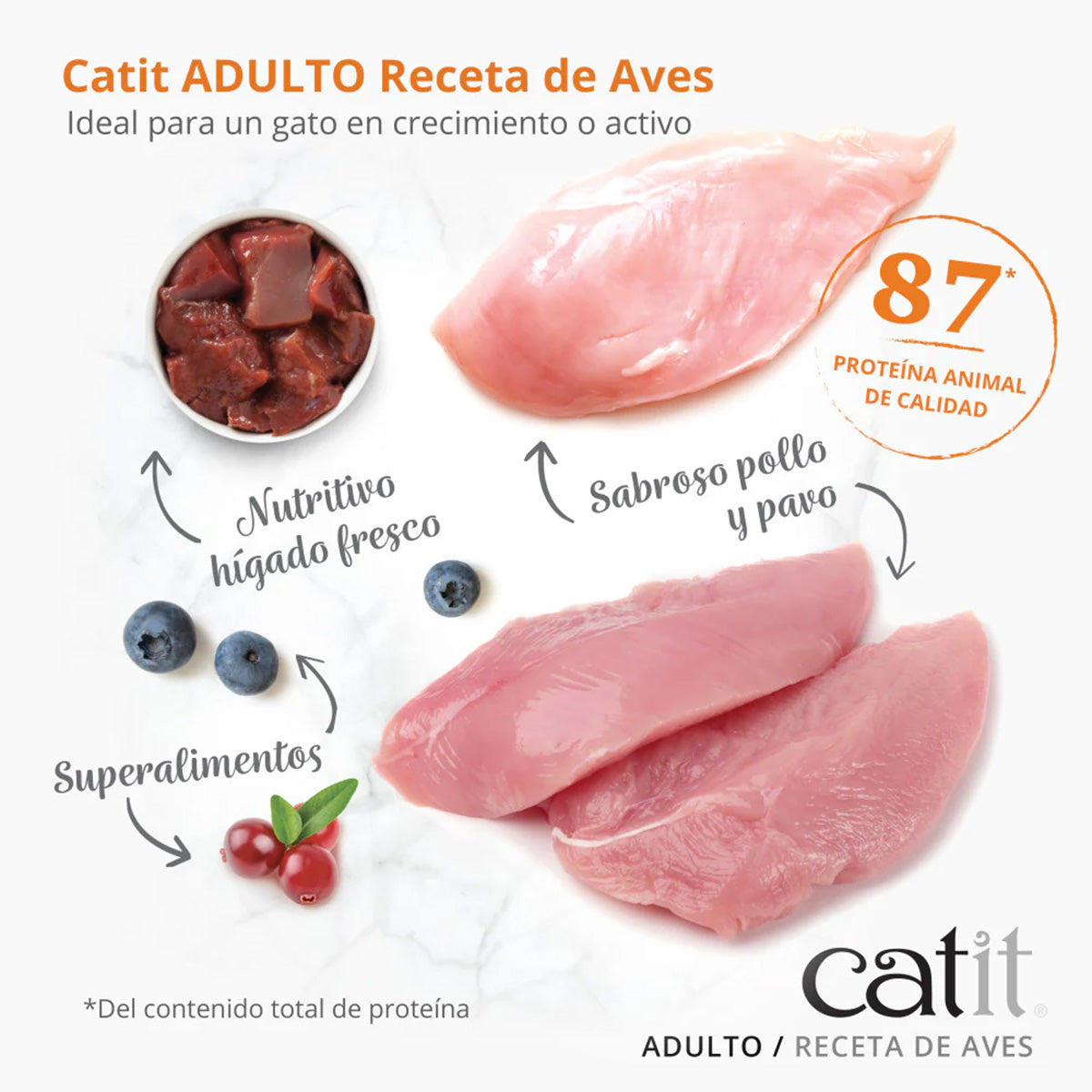 Pienso para gatos adultos con aves Recipes 2 kg Catit