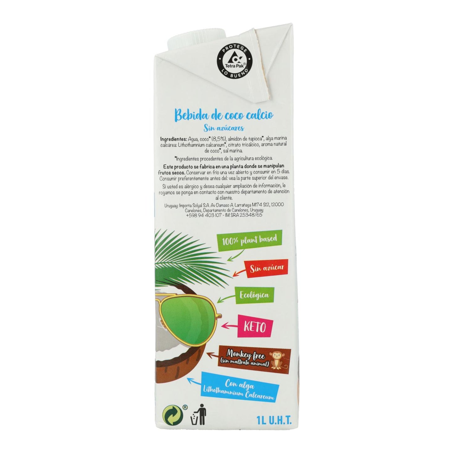 Bebida de Coco Calcio sin azúcar Ecomil 1L