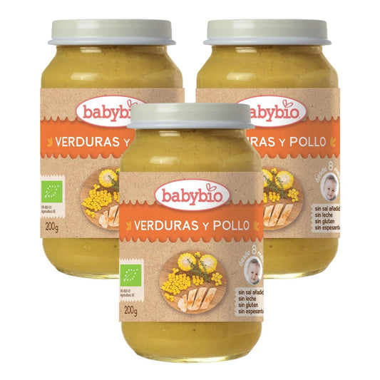 Pack 3 uds Tarrito Menu Tradición Pollo, 200 g. Babybio