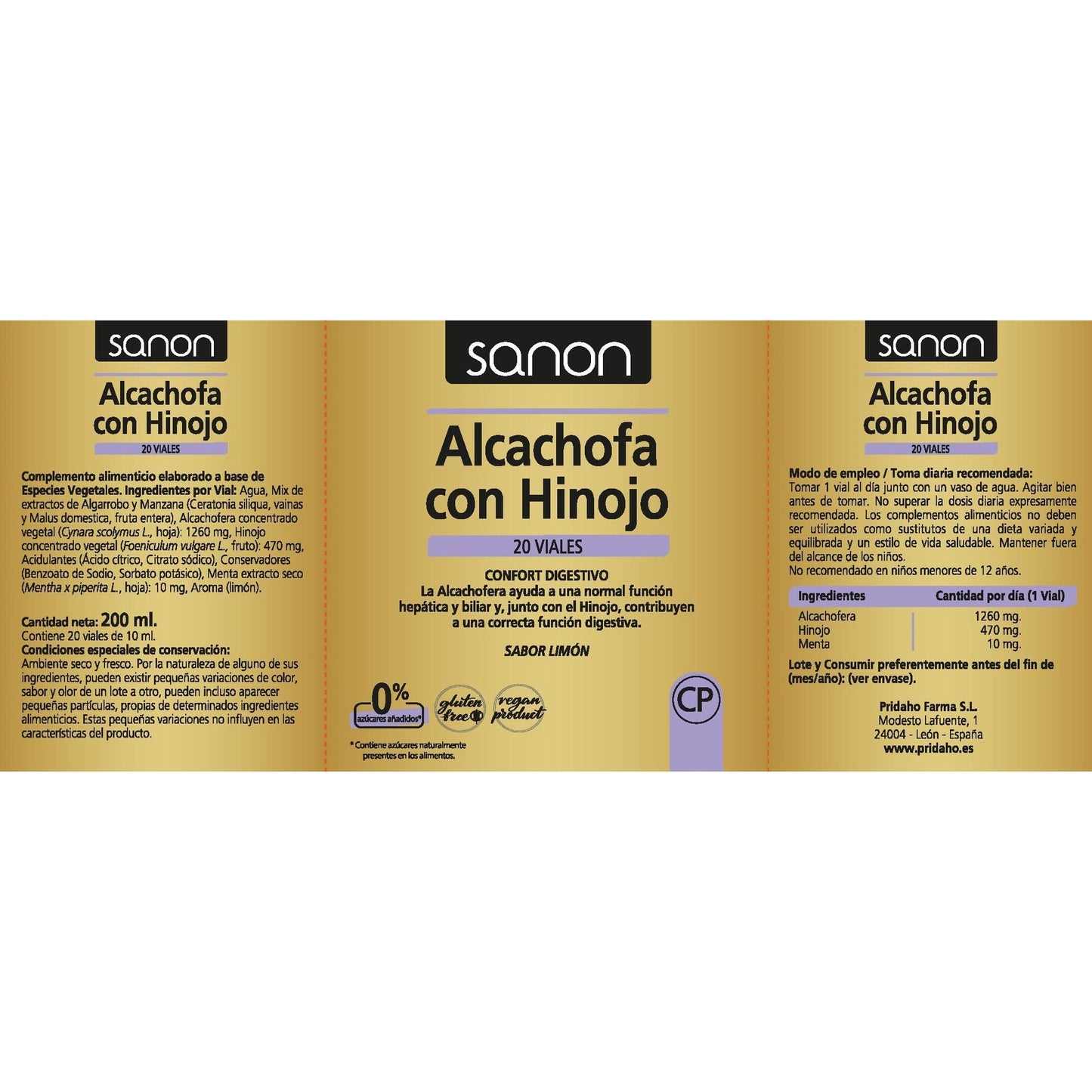 Alcachofa con Hinojo 20 viales SANON de 10 ml