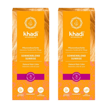 Pack 2x Tinte rubio miel amanecer, Khadi, 100 g
