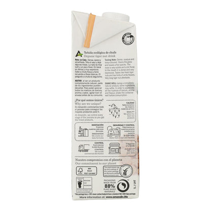 Horchata de chufa 0% azúcares, endulzada con ágave Amandín 1L