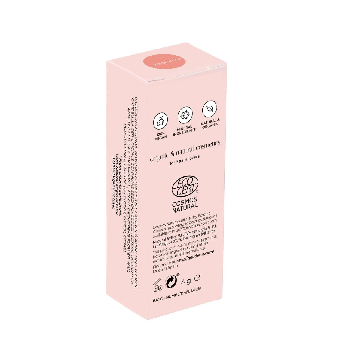 Lipstick Hollyhock/Rosa Claro (Natural y Vegano) Geoderm 4 g