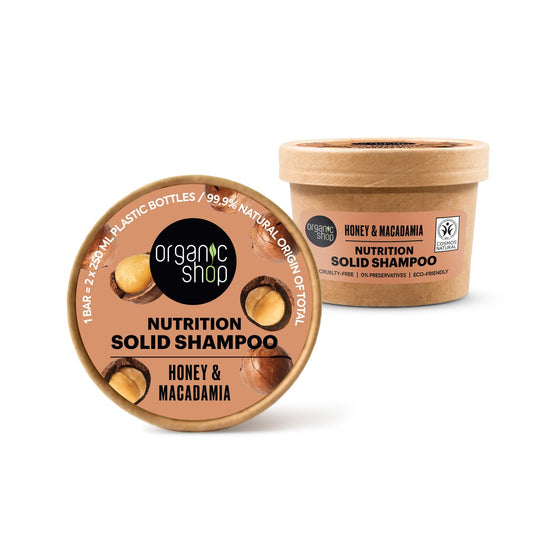 Champú sólido nutritivo miel y macadamia Organic Shop 60 gr