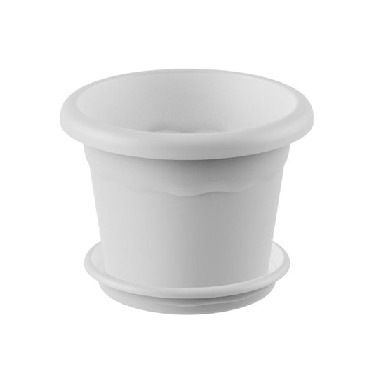Pack maceta redonda con plato color blanco Terra 26 x 19 cm
