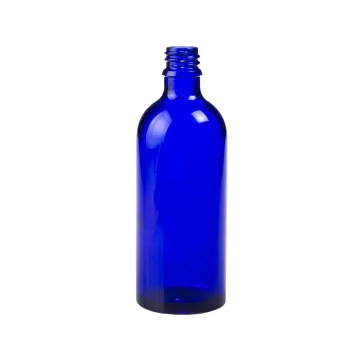 Botella de vidrio azul. Camassia
