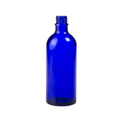 Botella de vidrio azul. Camassia