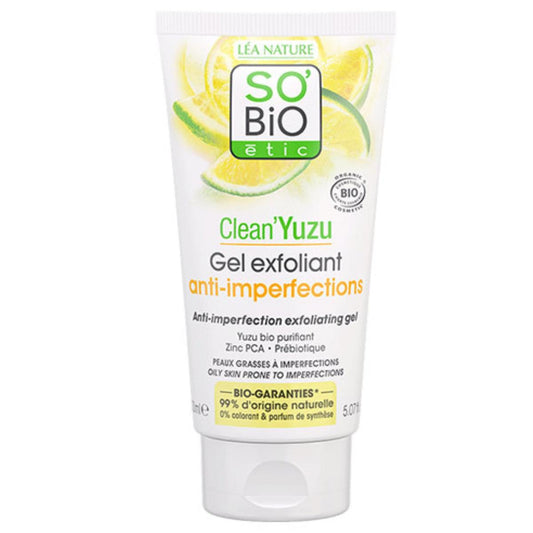 Gel exfoliante anti imperfecciones Clean Yuzu So'Bio étic 150 ml