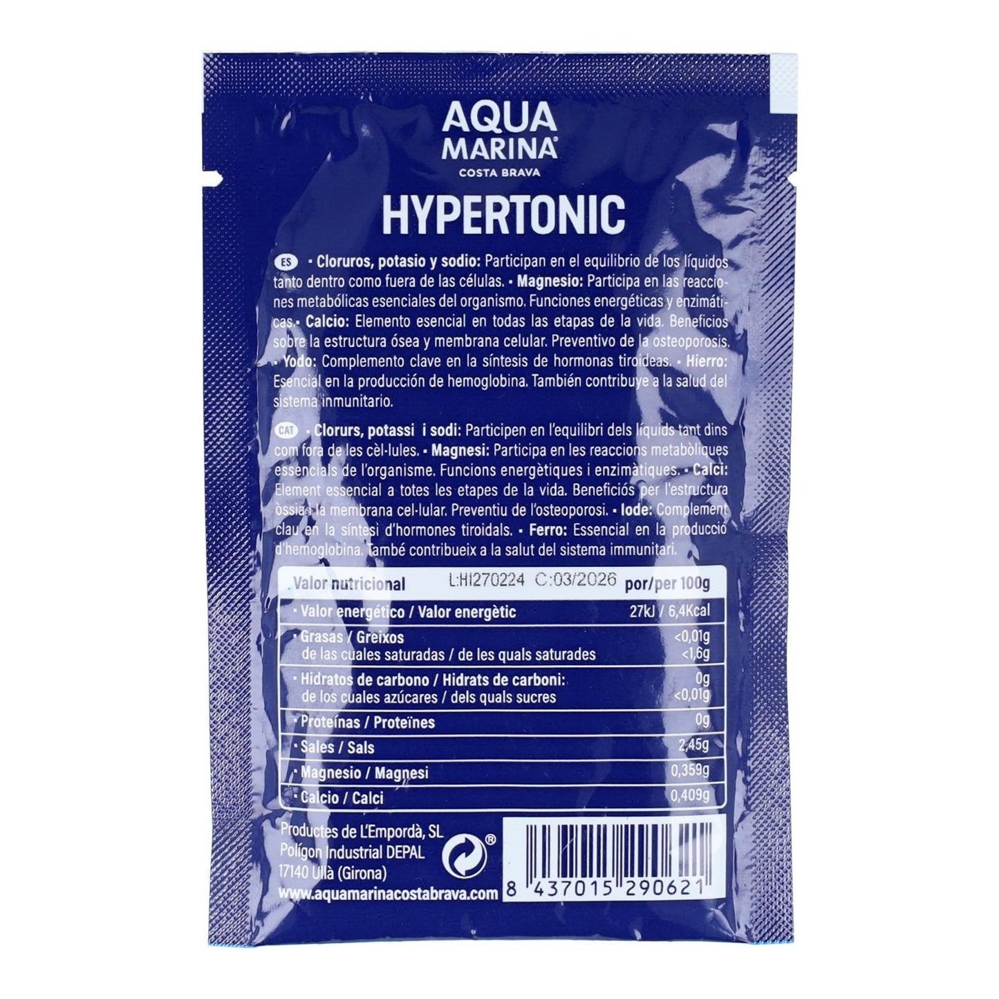 Pack x24 Sticks Agua De Mar Hipertonica Aquamarina 30 Ml.