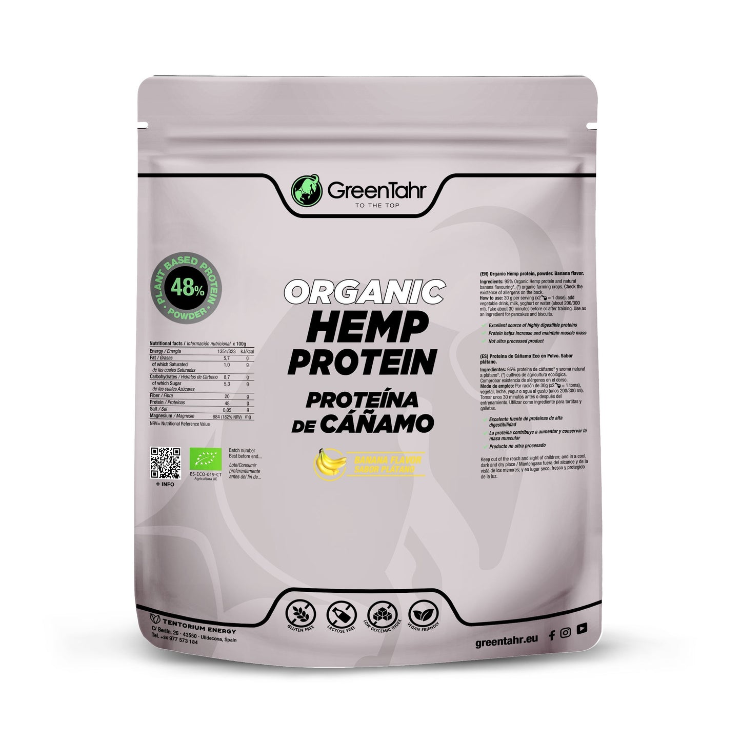 Proteína cañamo ECO sabor banana Green Tahr 750g