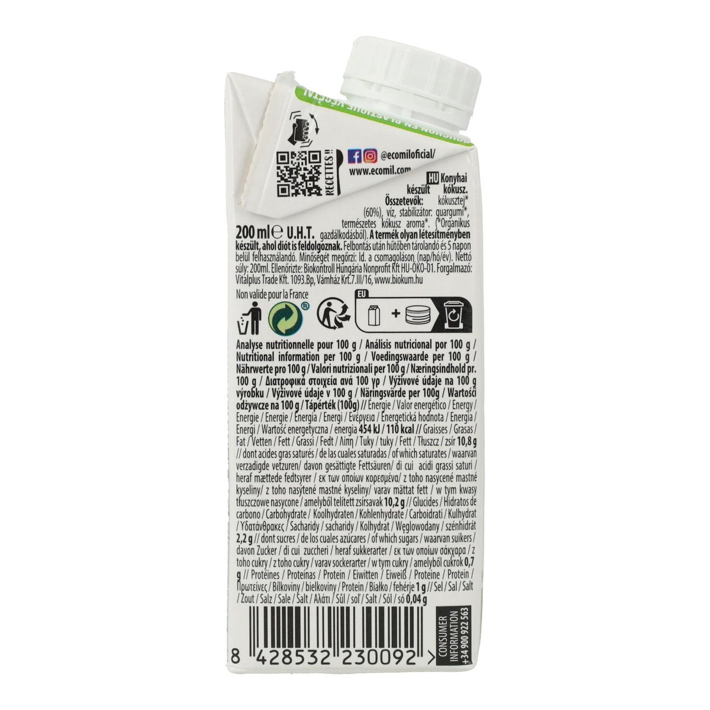 Preparado culinario Leche de Coco Cuisine Ecomil