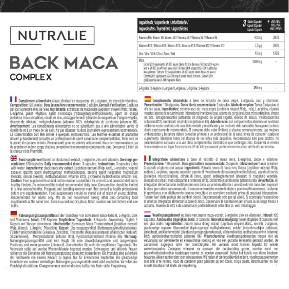 Pack 2x Nutralie Maca negra andina complex + vitaminas B6 + B12, 120 cápsulas