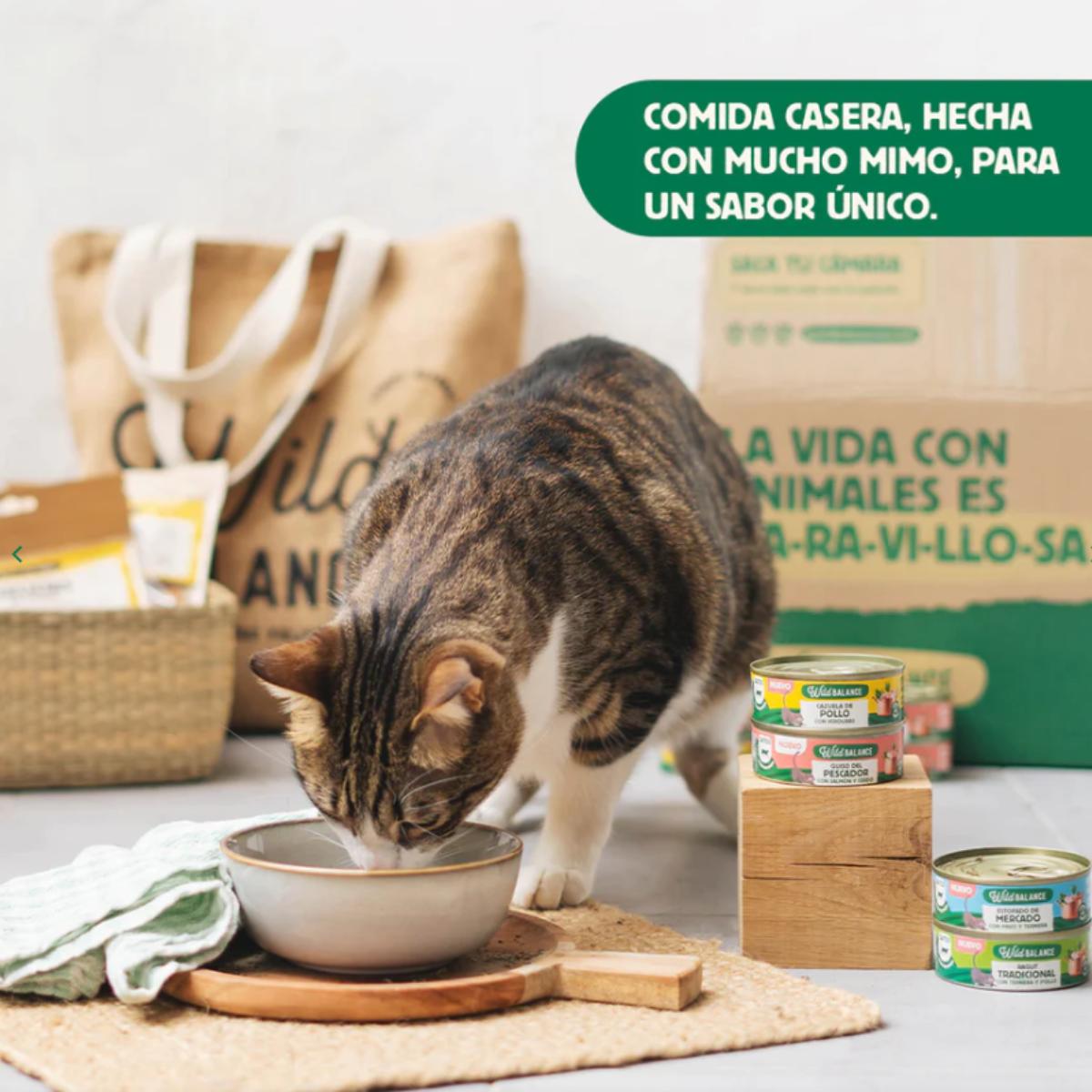 Lata completa Estofado de Mercado con Pavo y Ternera para Gatos Wild Balance 80gr