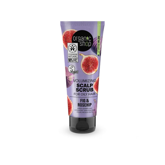 Exfoliante de cuero cabelludo volumen para cabello graso higo y escaramujo Organic Shop 75 ml