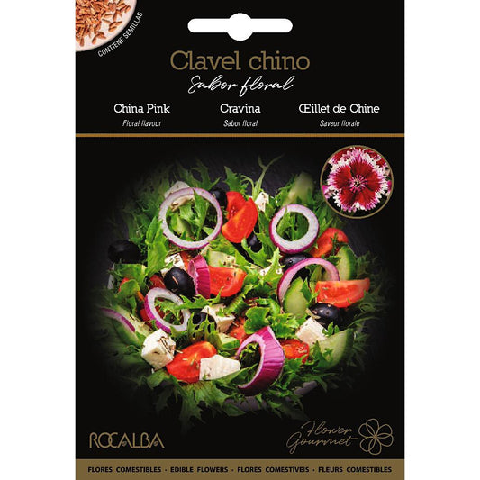 Semillas de flores comestibles de Clavel Chino Rocalba
