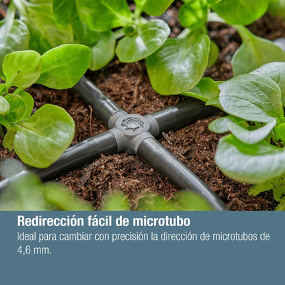 Pieza en cruz 4.6 mm (3/16") Microdripsystem Gardena