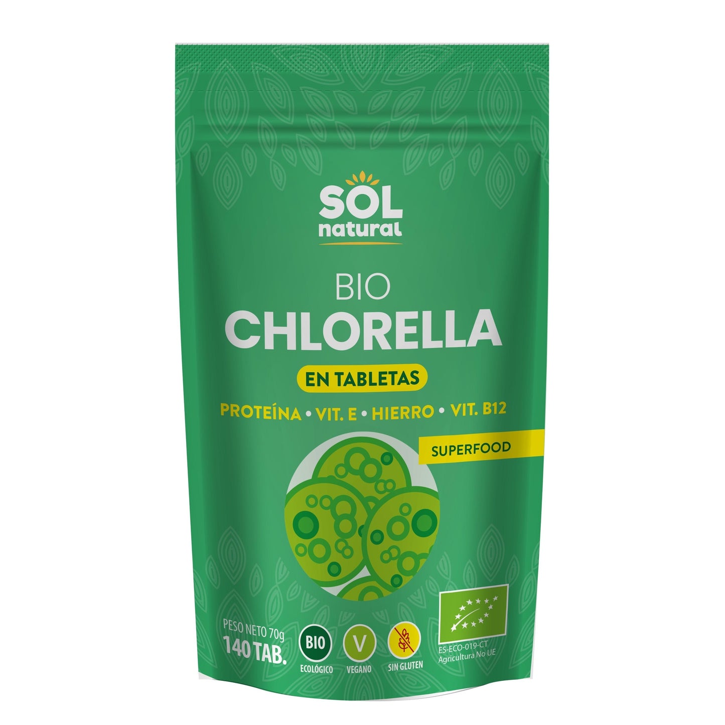 Chlorella en tabletas bio Sol Natural 140 uds