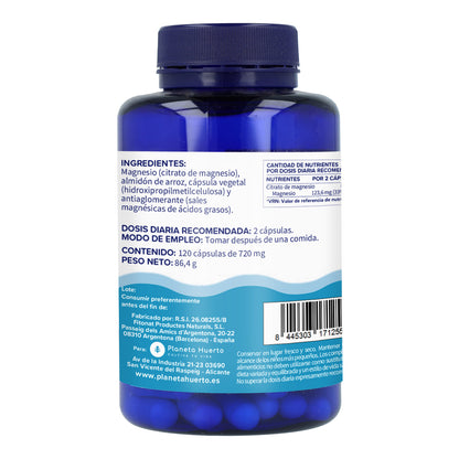 Citrato de Magnesio Planeta Huerto 120 Cápsulas