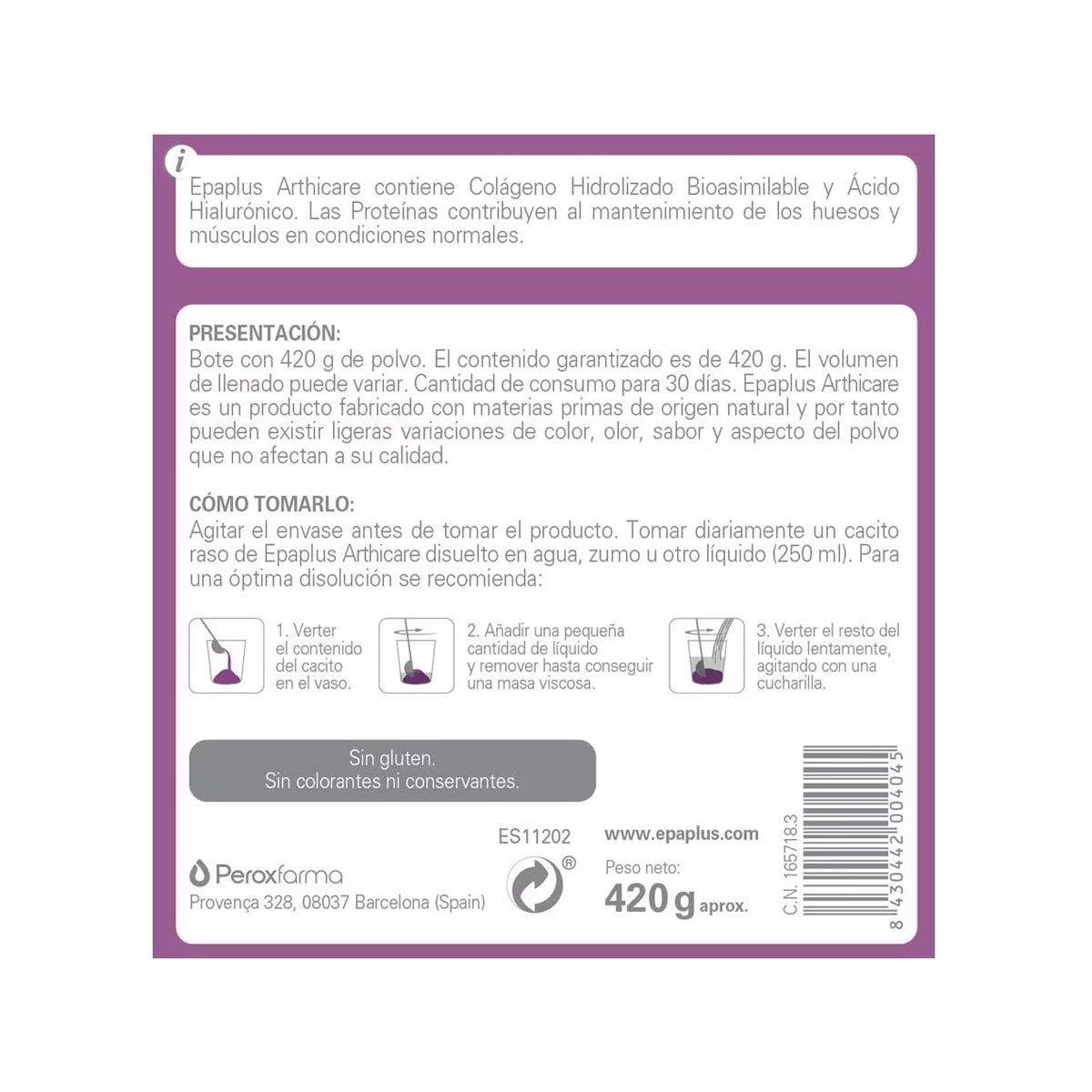 Epaplus  Arthicare Colageno+Hialuronico 420 G Epaplus